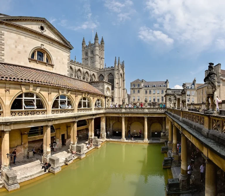 Roman Baths in Bath England, ancient thermal spa complex