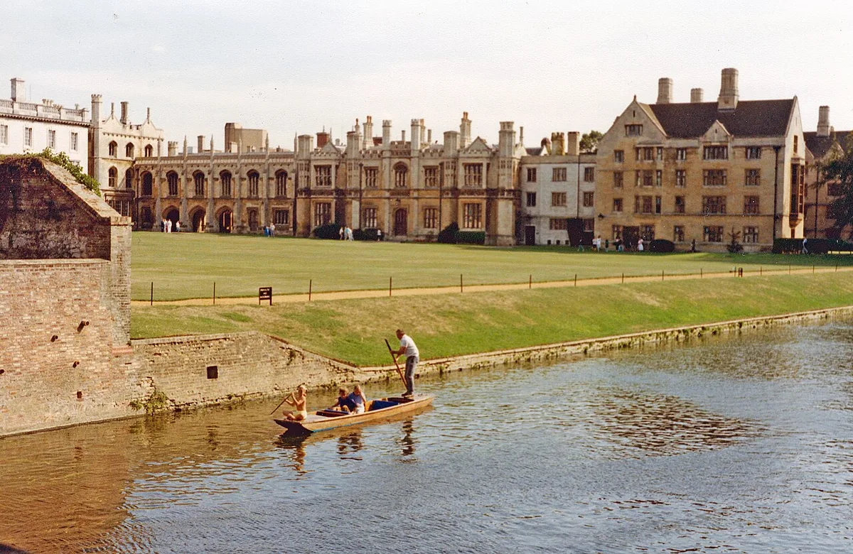 Punting on River Cam Cambridge students tourists peaceful