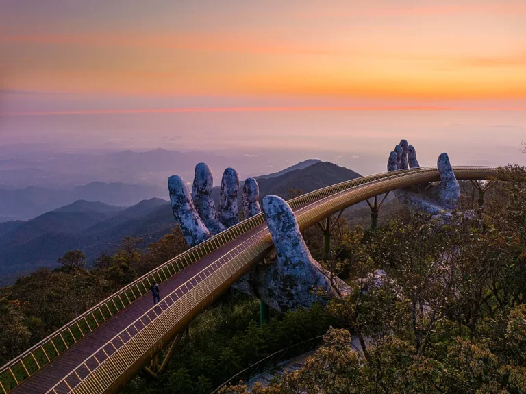 Da Nang Golden Bridge Ba Na Hills giant stone hands Vietnam