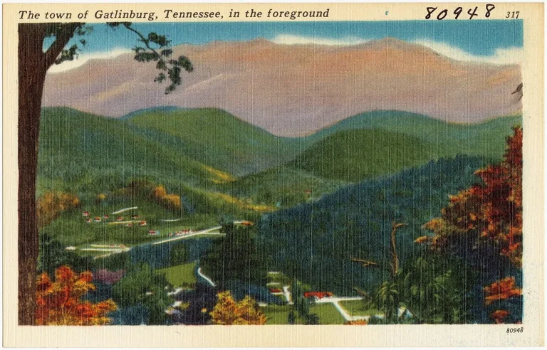 Gatlinburg Tennessee mountain town Great Smoky Mountains aerial view