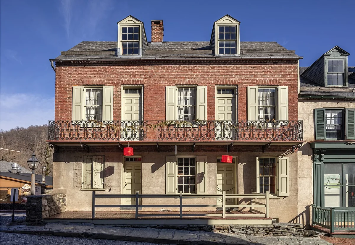Harpers Ferry West Virginia historic stone buildings cobblestone street