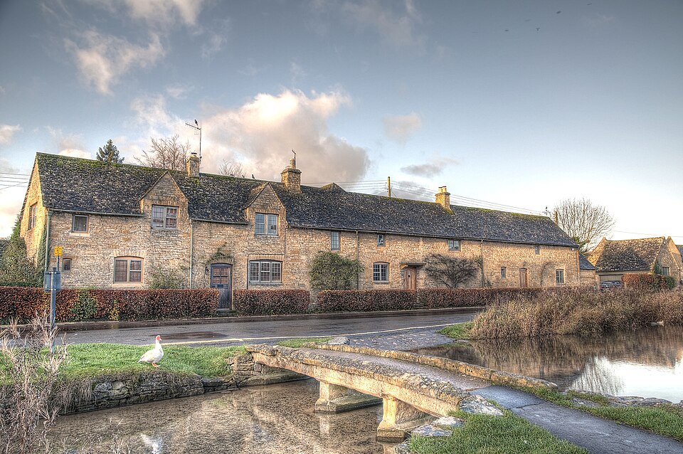Lower Slaughter village stream Cotswolds Gloucestershire picture perfect