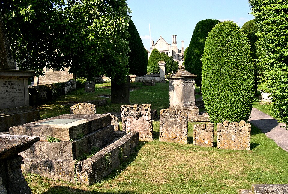 Painswick churchyard 99 yew trees St Marys Church Gloucestershire