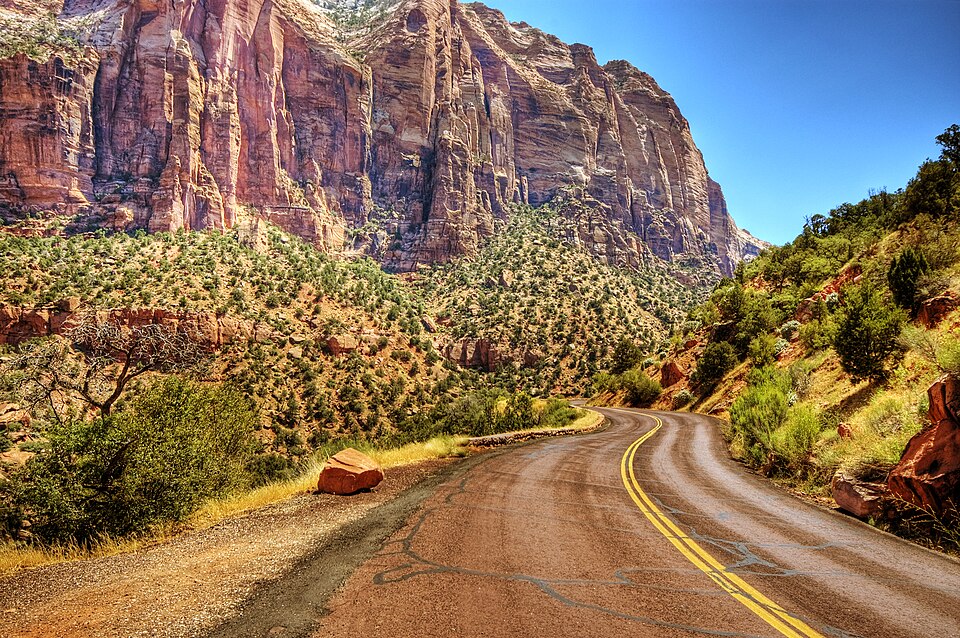Zion National Park canyon walls Virgin River Utah